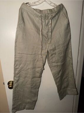 Island Republic Men’s Drawstring Linen Blend Pants in Light Khaki